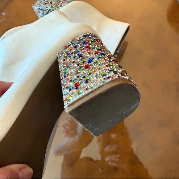 SOLD Betsey Johnson Kassie (White Smooth) Women's Boots Rhinestone Heel - Picture 8 of 12